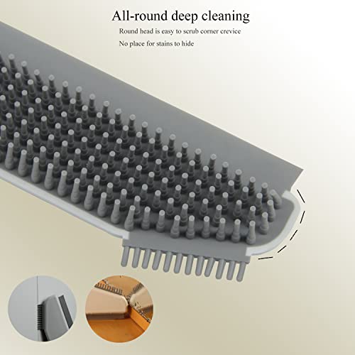 Image of Multifunctional Cleaning Brush 2 Pcs Silicone Cleaning Brush Small Crevice Brush Scraper Brush Cleaner Kitchen Sink Squeegee Bathroom Countertop Floor Window Mirror Bathtub (White)