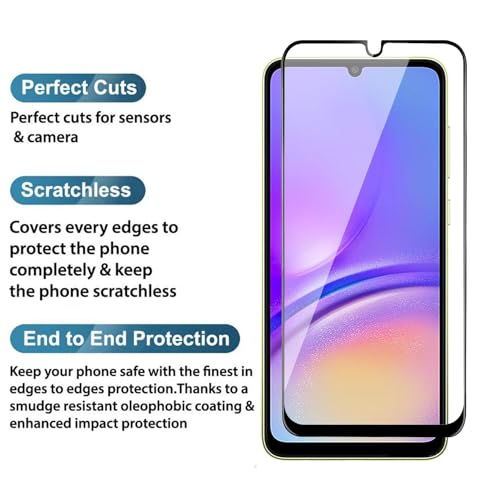 Image of SENBUN Tempered Glass Screen Protector Compatible for Samsung Galaxy M15, A15, F15 5G with Edge to Edge Coverage and Easy Installation Kit, Pack of 1, Black