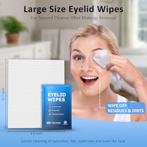 30pcs eyelid amp lash wipes for itchy amp dry eyes tea tree oil eyelid wipes for styes amp blepharitis daily eye cleansing wipe hypoallergenic amp soothing for sensitive eyes stay hydrated lid wipe