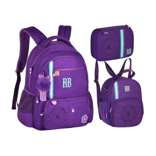 Kit Mochila de Costas Lancheira Térmica e Estojo Box Rebecca Bonbon RB24548 RB24550 RB24549 (Roxo)