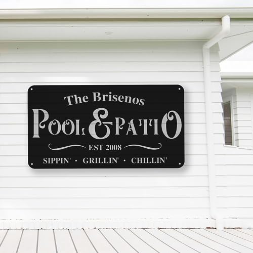 Tropical Poolside Paradise Metal Sign – Custom Swimming Pool Decor for Outdoor Patio, Backyard, Bar, Grill, Housewarming Gift, Beach House Plaque, Family Oasis