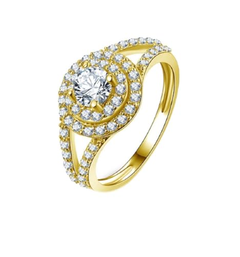 Mariage bagues or jaune 10 carats et double rang de diamants d'imitation Gowe