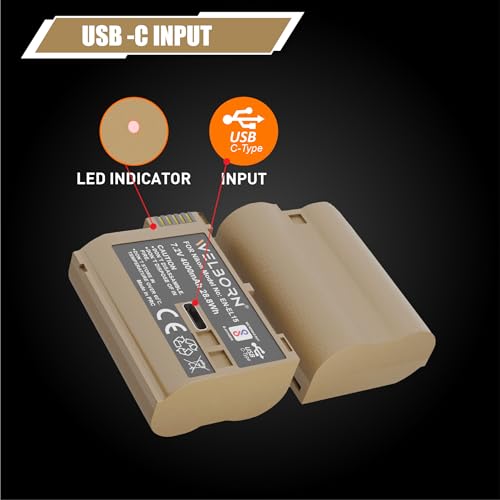 Image of Welborn EN-EL15 (4000 mAh) Platinum Lithium-ion Battery with C Type USB Charging Port Compatible with Nikon DSLR D810A D600 D610 D7000 D7200 D800 D810 D780 D850 D500 D7500 Z6-Z7 Z5 Z7 Z6 Nikon1 V1
