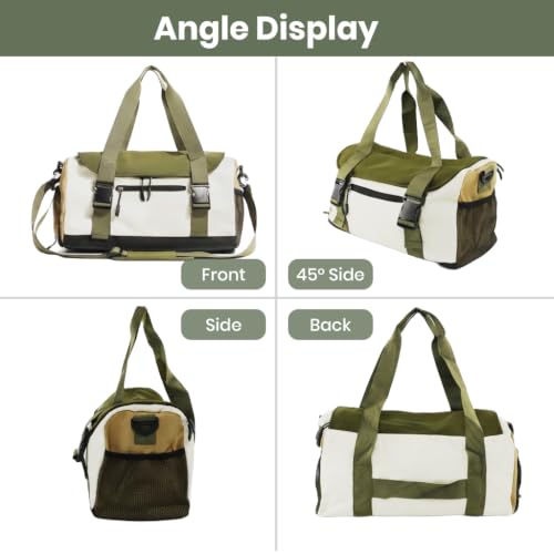 Image of PALAY Gym Bag with Shoe Compartment Green Waterproof Nylon Travel Duffels | large capacity, removable strap, trolley case strap, dry-wet pockets, portable for sports, weekend, vacation
