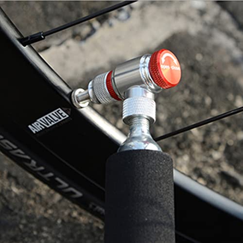 Cabezal de inflado de CO2 de aleación de aluminio plateado para válvulas de bicicleta 4