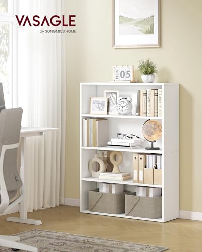 Image of VASAGLE CUSTOS Collection - Bookshelf, 4-Tier Bookcase, Book Shelf, Open Storage Shelf, 9.4 x 31.5 x 42.5 Inches, for Living Room, Home Office, Dining Room, Cloud White ULBC174W01