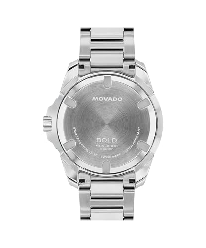 Image of Movado Bold Verso S Men's Watch - Swiss Quartz Movement, 42 mm, Stainless Steel Case, Link Bracelet, Date Display