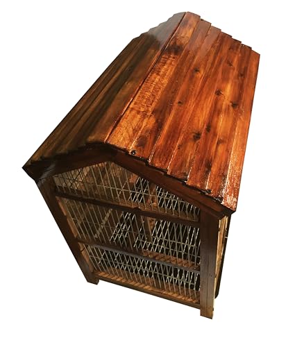 Image of Anaakaarha Handmade Wooden Bird Cage for Small to Medium Birds, 51 x 36 x 56 cm, with Perches, Swings and Ladder, Removable Bottom Net