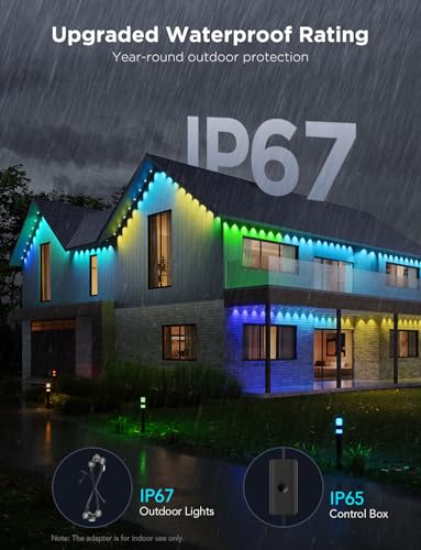 Image of Govee Permanent Outdoor Lights Pro, 200ft with 120 RGBIC LED Lights, Black (Pack of 2)