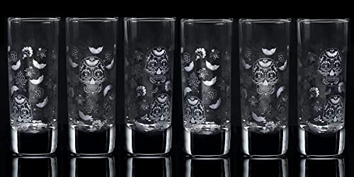 Luminarc Sugar Skulls Satin Etched Shot Glass (Set Of 6), 2.25 Oz #TOP1