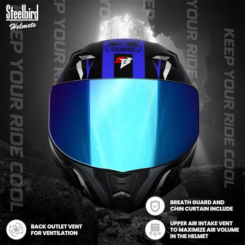 Image of Steelbird SBA-20 Strange ISI Certified Flip-Up Graphic Helmet for Men with Inner Silver Sunshield