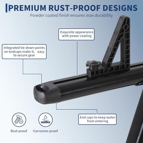 Image of Adjustable Aluminum Truck Ladder Rack, 1000 LB Capacity, Powder-Coated No-Drill Crossbars 35.4-71 inch Adjustable Width Truck Bed Ladder, Heavy-Duty 2-Bar Utility Rack for Pickup, Kayaks, Lumber, Ladders