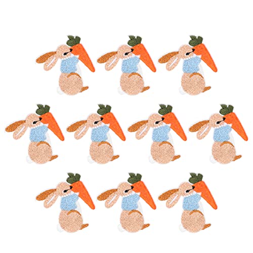 Zerodis ZERODISB17CR3XYGZ499 Embroidery Cloth Stickers, 10Pcs Bunny Pattern Easter Theme Sew Iron On Patches Diy Motif Applique Patches thumb #8