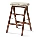 Produktbild Klappstufen Leitern Trittleiter Klapphocker Aus Massivem Holz Dreistöckiger Hocker Für Zu Hause Küchenkletterstuhl Holzleiter Küchenstuhl (Color : Checkered Yellow, Size : 40 * 20 * 67.5cm)