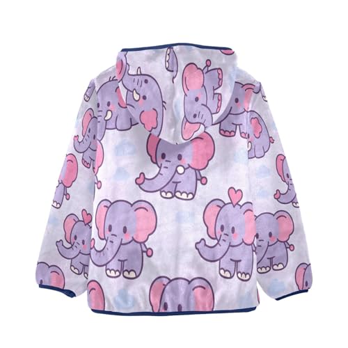 Cute Purple Elephants Toddler Fleece Jacket Girl Boys Hooded Fleece Jacket Coat Warm Outwear Zip-up 3-10T2