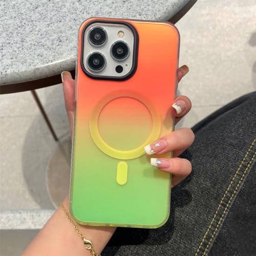 Coque de charge sans fil magnétique pour iPhone 13 Pro étui rigide coloré bleu orange