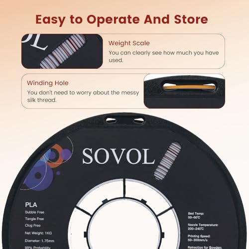 Image of Sovol PLA Filament Silk Tri Color Co-Extrusion 1.75mm, 3D Printer Filament 1kg / 2.2lbs, Shiny Silk Gold Silver Bronze 3 in 1 Coextrusion PLA Material + /-0.03mm