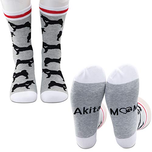 PXTIDY 2 PAIRS Akita Mom Socks Akita Print Dog Socks Pet Dog Owner Gifts Akita Lover Gifts for Women Wife Girlfriend