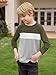 Haloumoning Boys Long Sleeve Shirts Kids Fashion Fall Tops Crewneck Color Block Tees 5-14Y Army Green