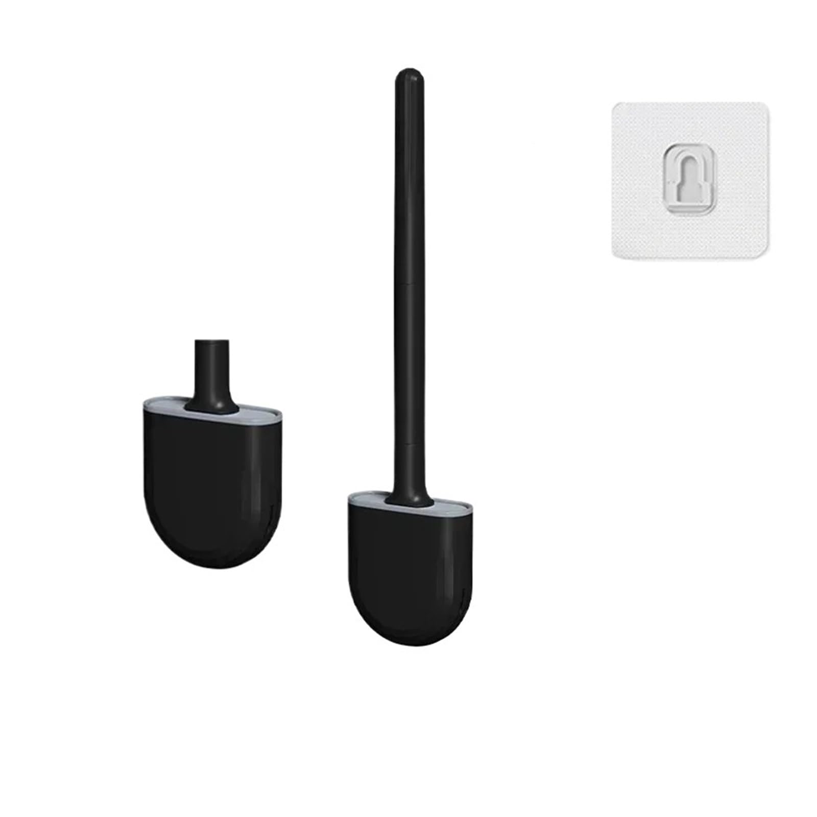 Toilet Brush Hanging Silicone Toilet Brush Cleaner with Long Handle Flexible Cleaner Bathroom Brush Quick Drying Holder Bathroom Accessories(Black)