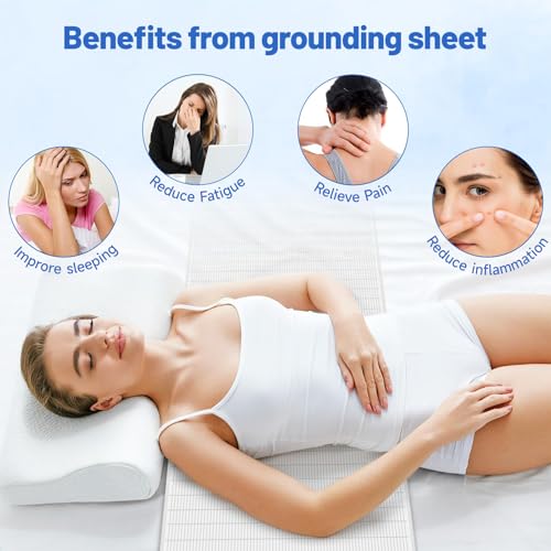 Grounding Bed Sheet, Grounding Mat Earthing UK with 10% Silver Fiber & 90% Organic Cotton for Improved Sleep Pain Relief and Healthy Earth Energy Mat (99X203cm)
