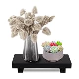 ElfBello Small Wood Riser Tray for Bathroom-Kitchen Counter Decor, Soap Dish Stand, Farmhouse Wooden Pedestal Riser for Sink, Tray Stand for Vanity, Black