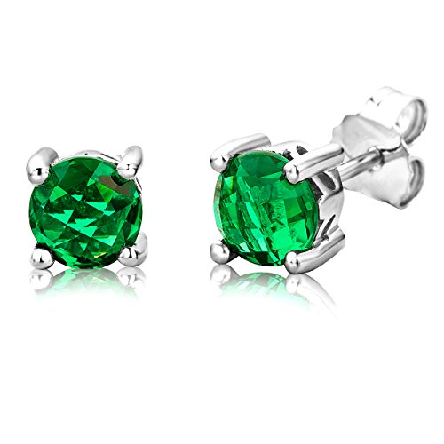 Preisvergleich Produktbild ByJoy Damen-Ohrstecker 925 Sterling- Silber Rundschliff Grün Smaragd