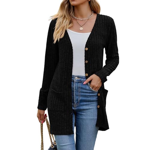 Women’s 2025 Fall Fashion Cardigan Lightweight Soft Knit Cardigan for Women Long Sleeve Open Front Coat with Pockets
