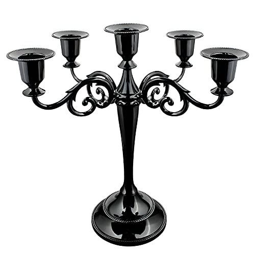 Maiheimoon Metal Candelabra Retro Candlestick Holder for Candlelight Dinner and Table Decoration (5 Arms-Black-1) Maiheimoon Metal Candelabra Retro Candlestick Holder for Candlelight Dinner and Table Decoration (5 Arms-Black-1)