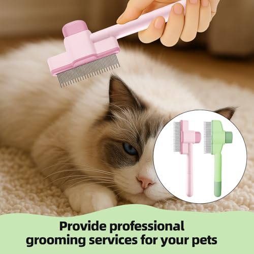 Menibeuty 2 Stück Katzen Haarbürste, Hunde Bürste, Selbstreinigender Flohkamm Und Fellpflegebürste Für Haustiere, Bürste Katze Für Lang- Und Kurzhaarpflege, Fellblitz Bürste - Verbessert