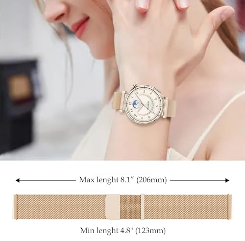DEALELE Pasek kompatybilny z Huawei Watch GT4 41 mm, Garmin Venu 3S, Forerunner 265S, 255S, Fossil damski Gen 6, 18 mm, stal nierdzewna, metalowa siatka mediolańska, paski zastępcze dla kobiet