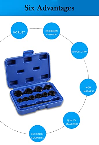 YWHWXB Nut Extractor Socket Set Impact Bolt & Nut Remover Set Twist Sockets 9mm 10mm 11mm 12mm 13mm 14mm 15mm 16mm 17mm 19mm to Remove Nuts & Screws - Image 4
