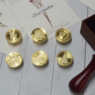 Miniatura 6 de Juego de sellos de cera de cobre, 6 sellos de cera, 1 mango de madera, kit de sellos de cera de sellado clásico Enerty Hope (árbol de la vida)