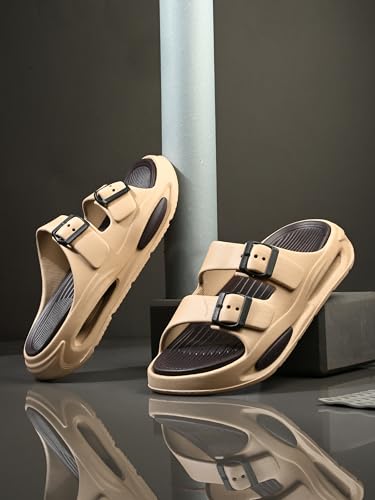 Image of DOCTOR HEALTH SUPER SOFT Men EVA Double Strap Sandals | Adjustable Buckle Comfort Slides | Lightweight Anti-Slip Casual Slippers for Indoor Outdoor Everyday Wear