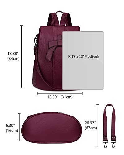 Image of Uromee Backpack Purse for Women Vegan Leather Ladies Fashion Travel Shoulder Bag Convertible