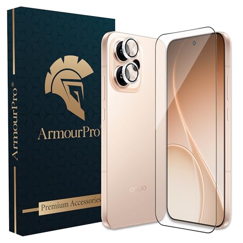 Image of ArmourPro Edge to Edge Tempered Glass for Oppo Reno 15 Pro with Silver Camera Ring Guard, 9H Screen Protector, Anti-Scratch, Anti-Fingerprint, Bubble-Free Installation Kit