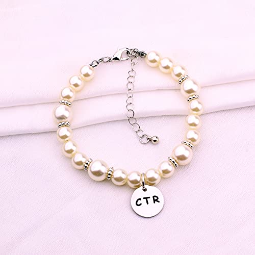 CTR Baptism Gift LDS Baptism Bracelet With White Pearl Beads Choose The Right Gifts (CTRPearl Bracelet)2