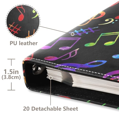 Álbum de fotos grande JIPONI con notas musicales arcoíris neón, álbumes de scrapbooking con cubierta de cuero DIY para fotos de 4x6, 5x7 y 6x8 pulgadas, libro de recuerdos autoadhesivo para bodas, bebés y familia miniatura 4