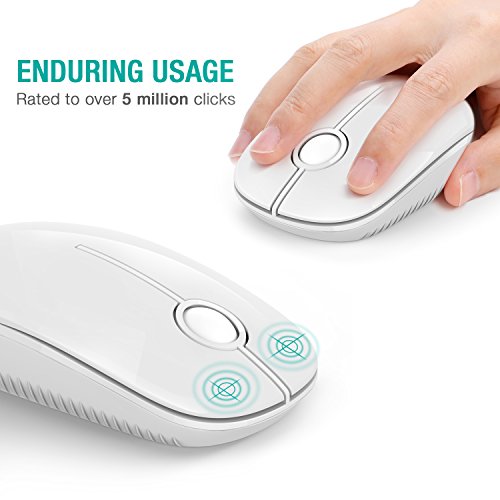 Image of VssoPlor Wireless Mouse, 2.4G Slim Portable Computer Laptop Mouse with Nano Receiver Quiet Silent Optical Mice for Notebook, PC, Laptop, Computer-Pure White