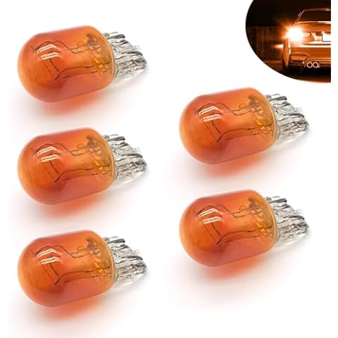 gunroil 5 PCS Automotive T20 Dual Wire Plug and Play Bulbs, 12V 21/5W Brake Light Bulbs, Automotive Lighting Replacement Accessories, Universal for Cars, Trucks, SUVs (Amber) Cover