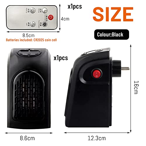 Hillylolly - Calefactor cerámico silencioso (500 W, para baño, cuadrado, color negro) - imagen 2