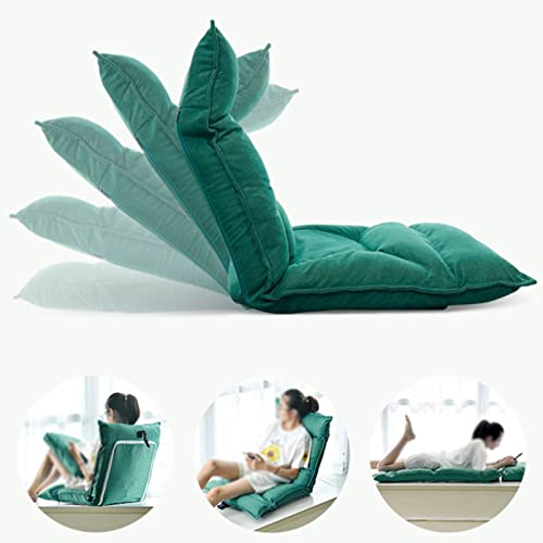 Chaise longue d'intérieur avec 5 angles réglables et dossier coussiné vert