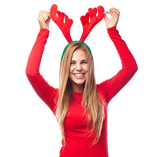 REDSTAR FANCY DRESS 12 x Reindeer Antler Headbands Christmas Party Novelty Accessory