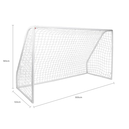 CHARLES BENTLEY Kids, Junior, 10ftx6ft, Plastic, Portable, White, Football Goal, Net, Easy Assembly, Net Clips, Ground Pegs, Polyester, Outdoor, Garden, Patio, Children, Instruction (305x180x122cm) - Image 8