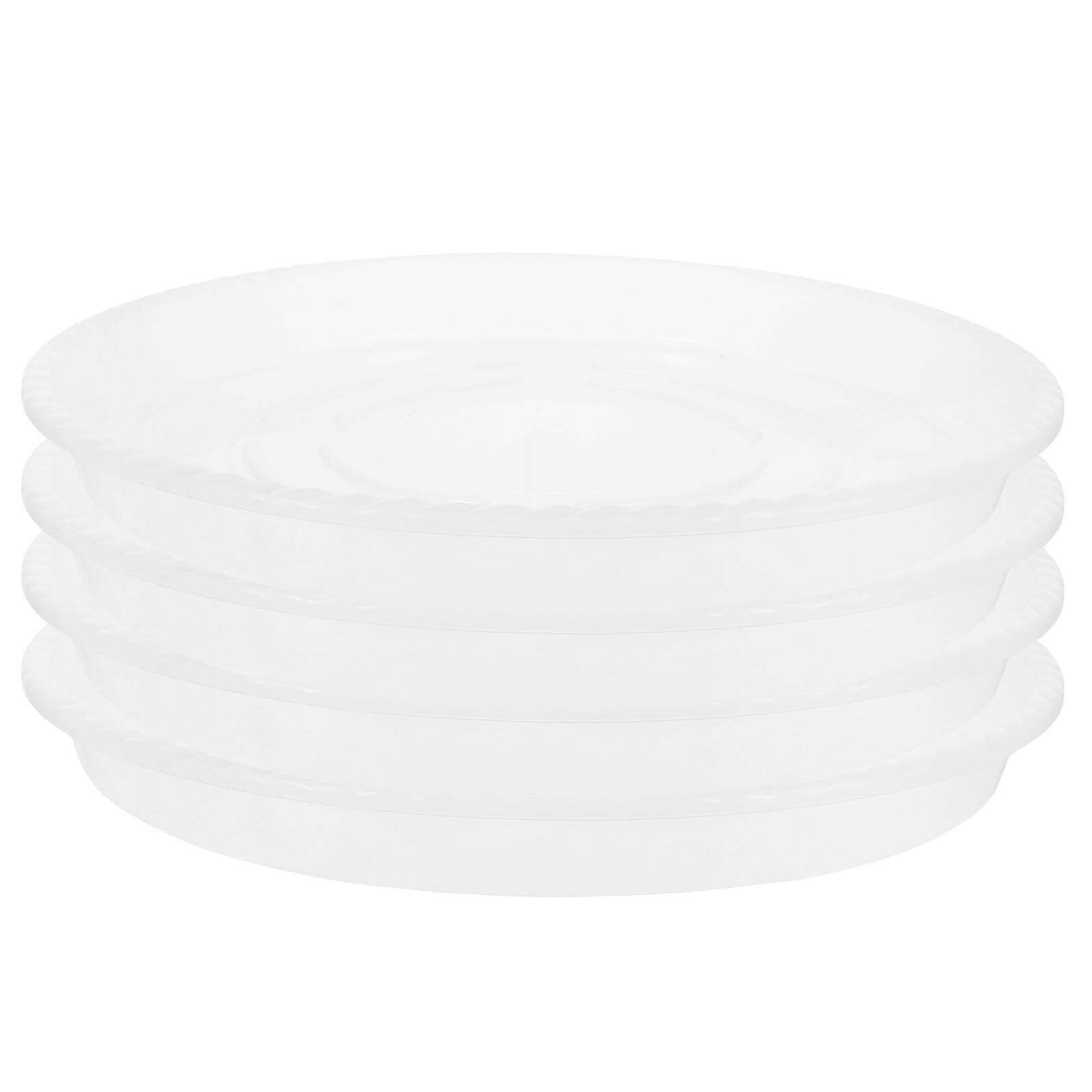 VILLCASE 4 Stück Runde Pflanzuntersetzer aus Robustem Kunststoff 16 Zoll Transparente Auffangschalen für Zimmer und Gartenpflanzen Pflanzenschalen für Innen und Außenbereich