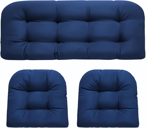 Dimensioni generose: il set di 3 cuscini in vimini per esterni include un cuscino loveseat 112 x 48 x 10 cm e due cuscini a forma di U da 48 x 48 x 10 cm. I nostri cuscini sono ideali per mobili da interni ed esterni. Realizzato per tutti gli usi include sedia da giardino, sedie pieghevoli, sedie da pranzo da giardino, panca da giardino, sedia in rattan/vimini e divano da esterno per mobili in rattan