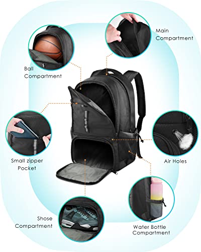 image for BROTOU Basketball Backpack, Large Basketball Bag with Shoes and Ball C