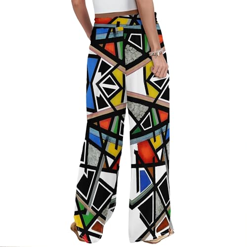 Womens Elegant Casual Wide Leg Pants African Ethnic Pattern Printed Loose Pants Comfortable High Waist Wide Leg Pants3