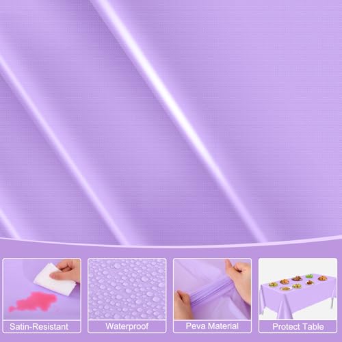 Image of NatNarr 6 Pack Light Purple Tablecloths, Plastic Lavender Table Cloths