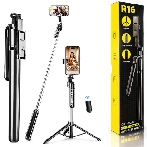 Image of CIRYCASE Phone Tripod, Flexible Tabletop & Travel Tripods with Wireless Remote, 360 Rotating Portable (Selfie Handle Grip)